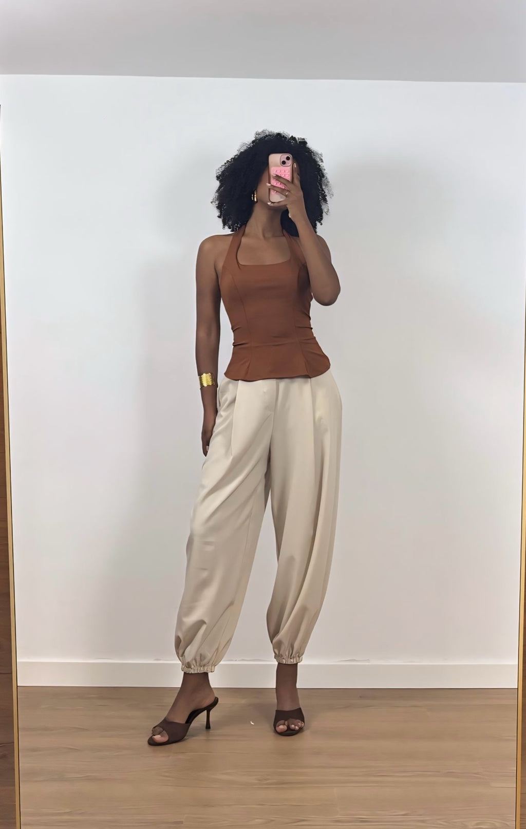 PANTALÓN GLOBO BEIGE