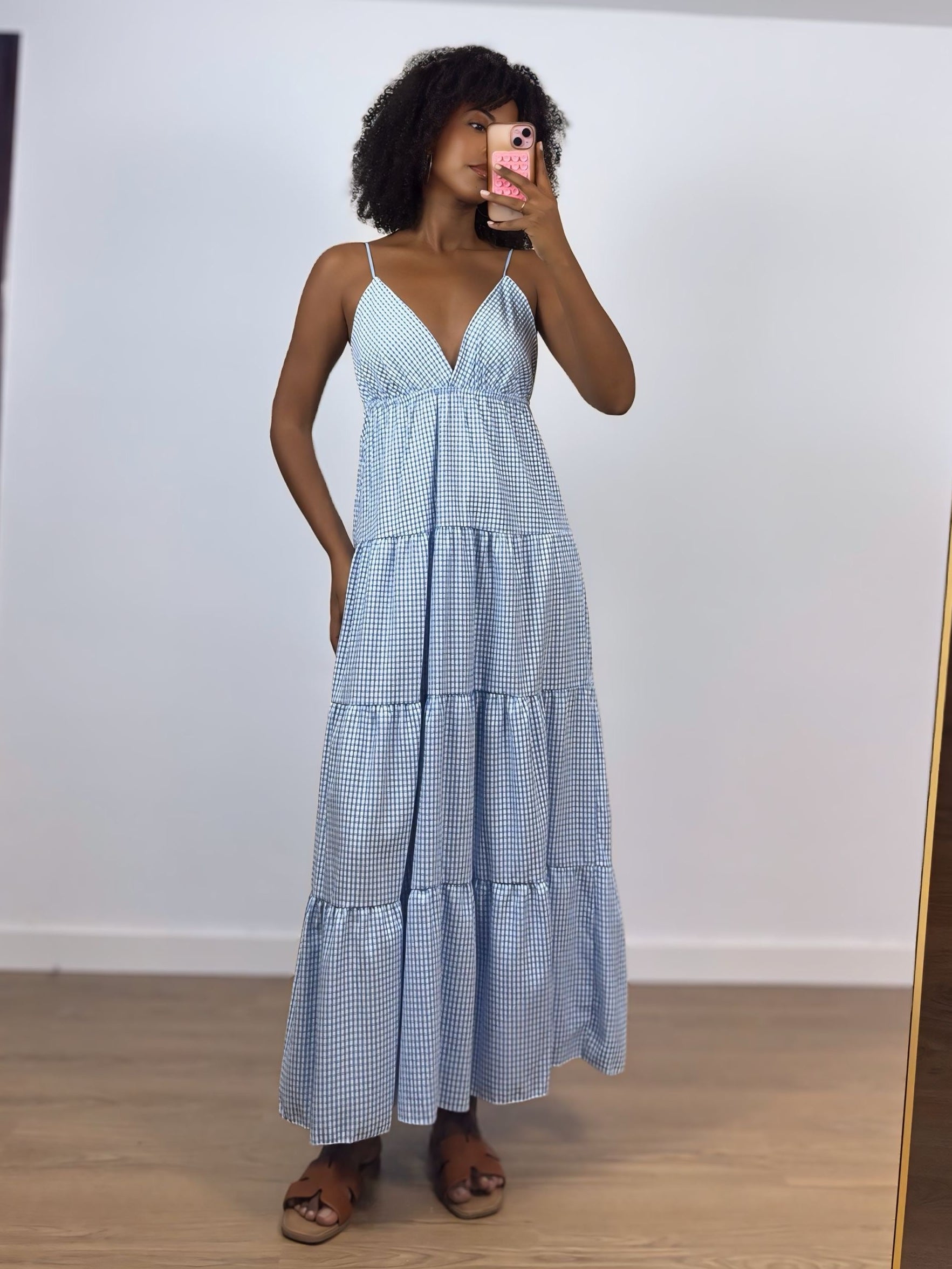 VESTIDO VICHY CELESTE