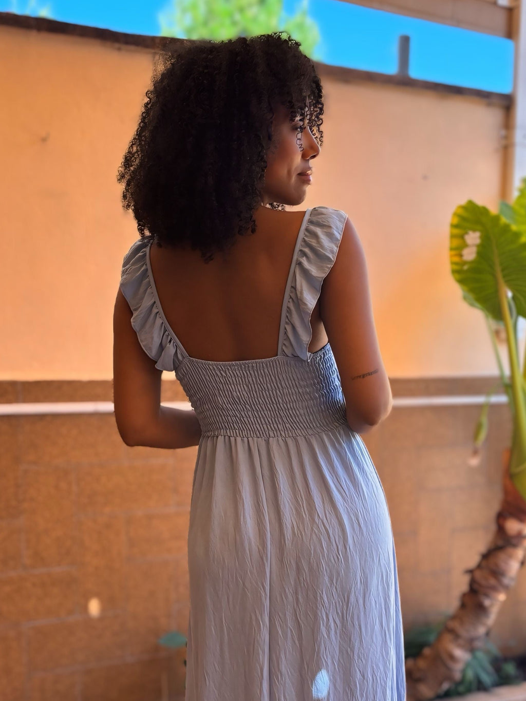 VESTIDO CELESTE LARGO