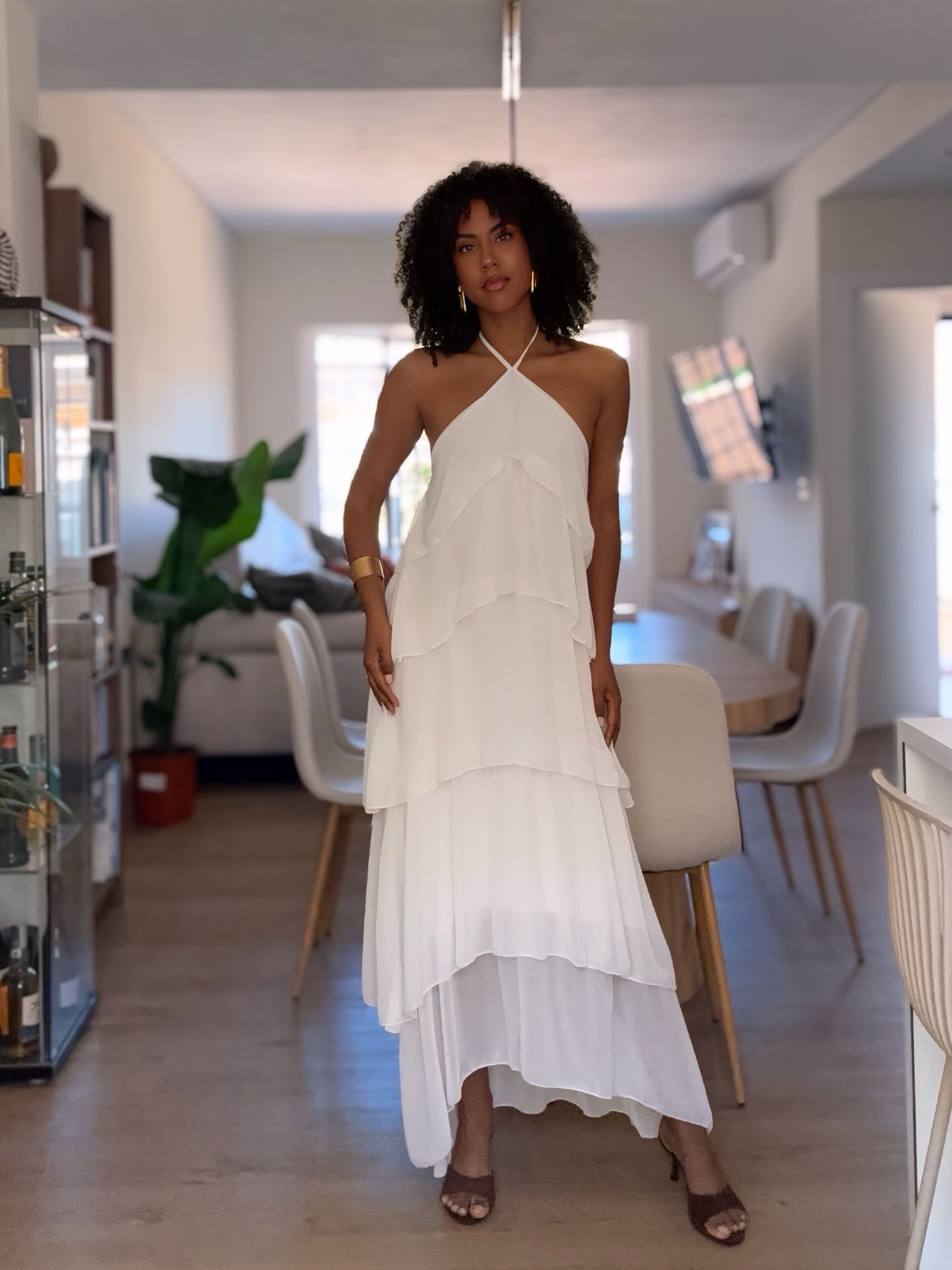 VESTIDO BLANCO VOLANTES