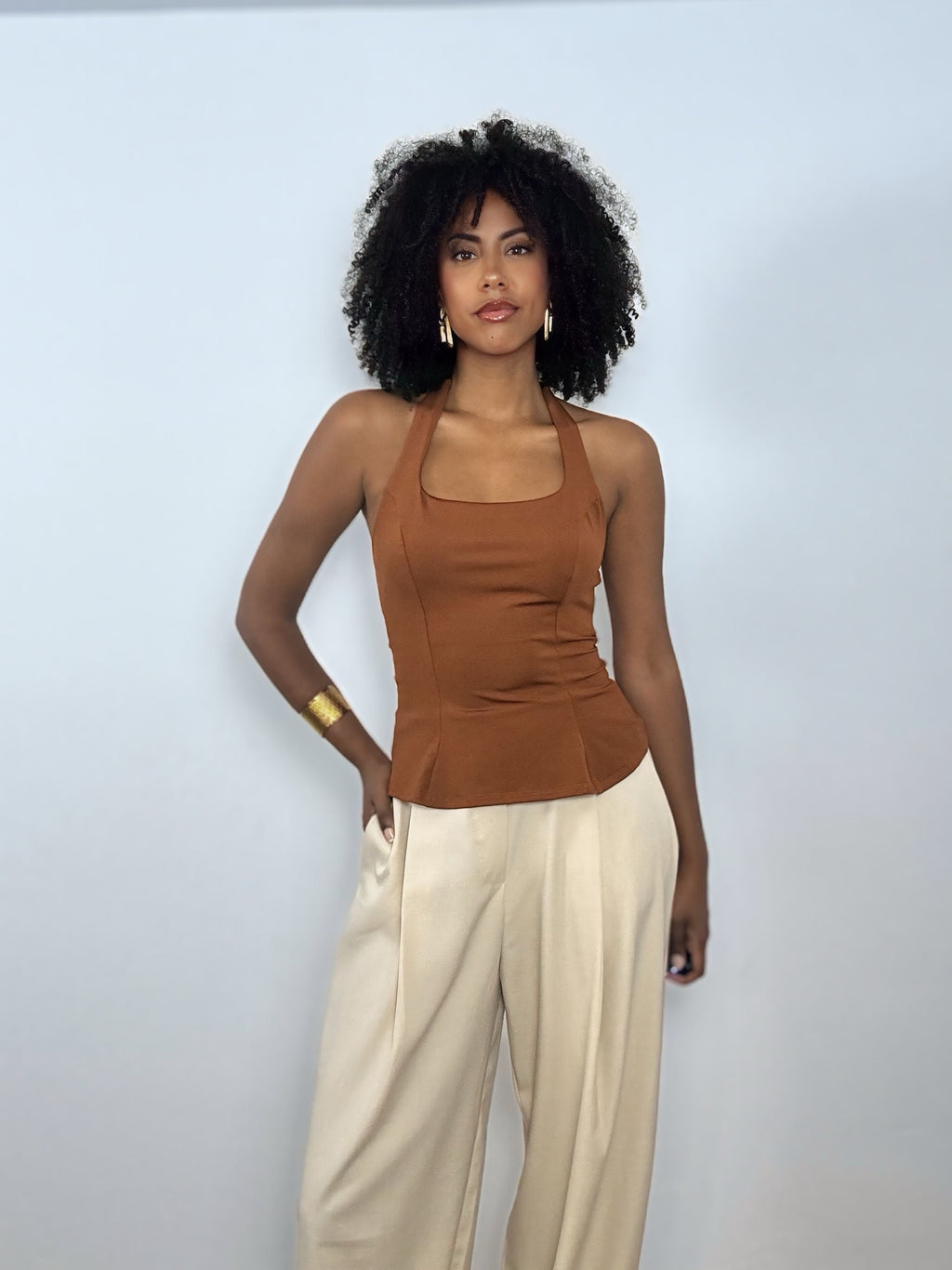 PANTALÓN GLOBO BEIGE