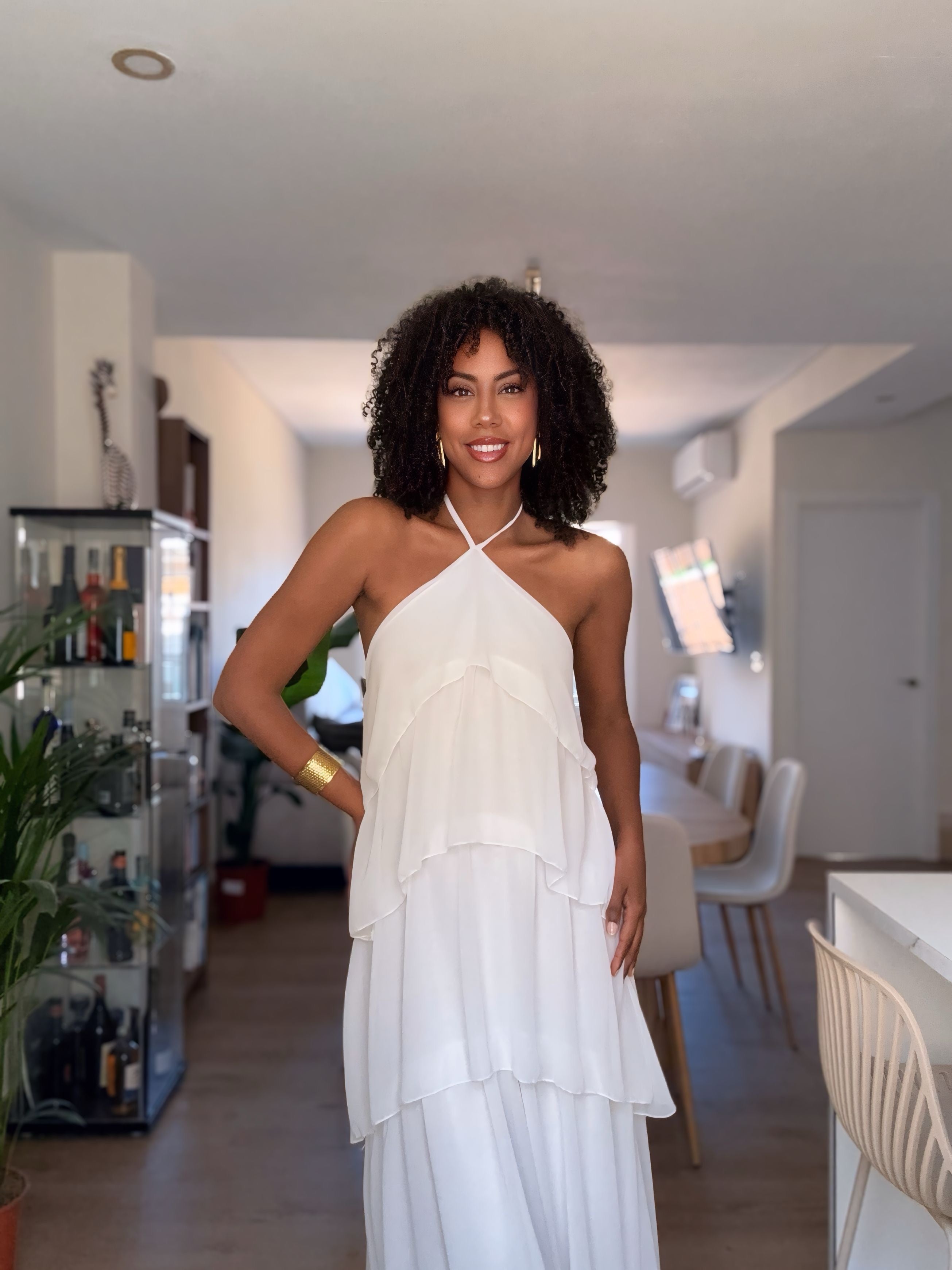VESTIDO BLANCO VOLANTES