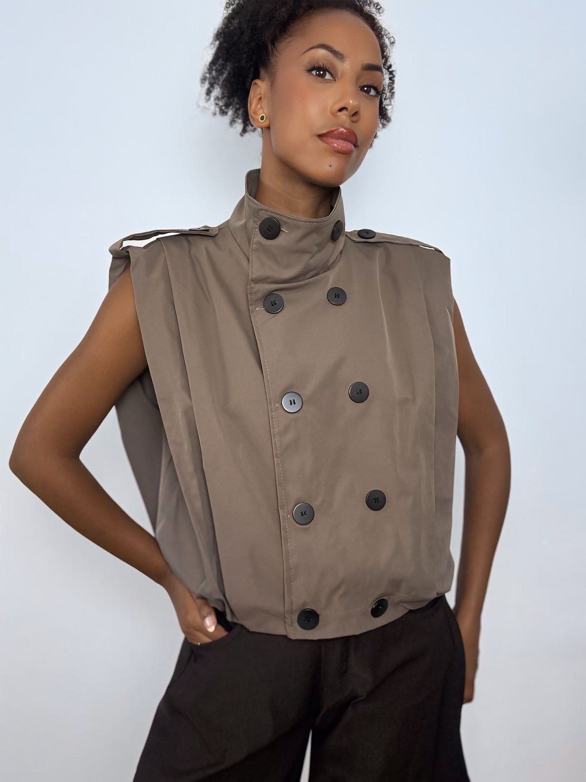 CHALECO GABARDINA TAUPE