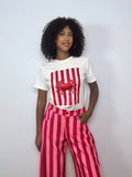 PANTALÓN GLOBO RAYAS ROJO Y ROSA