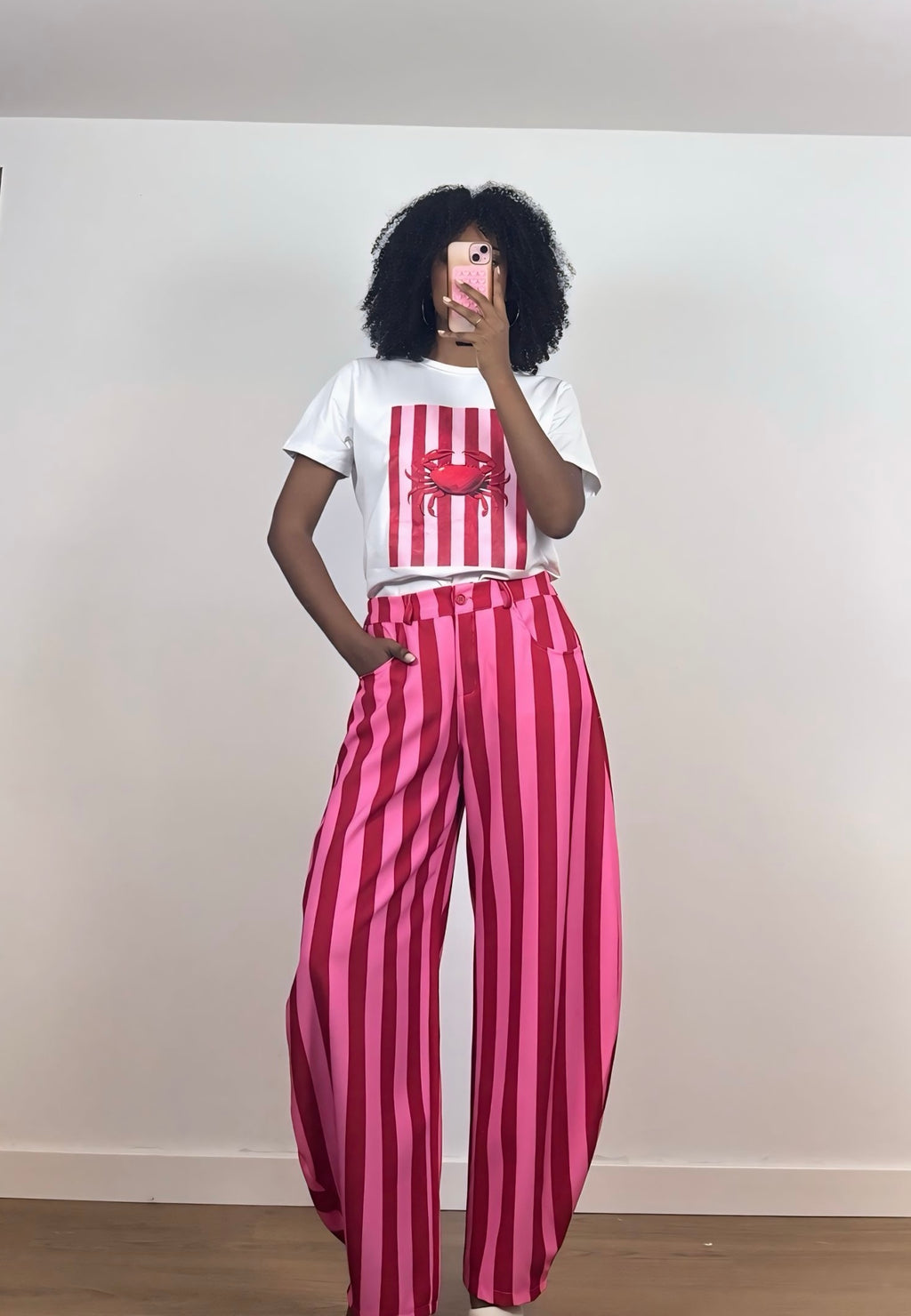 PANTALÓN GLOBO RAYAS ROJO Y ROSA