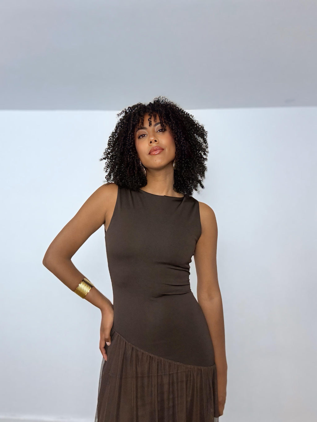 VESTIDO MARRÓN CHOCOLATE TUL