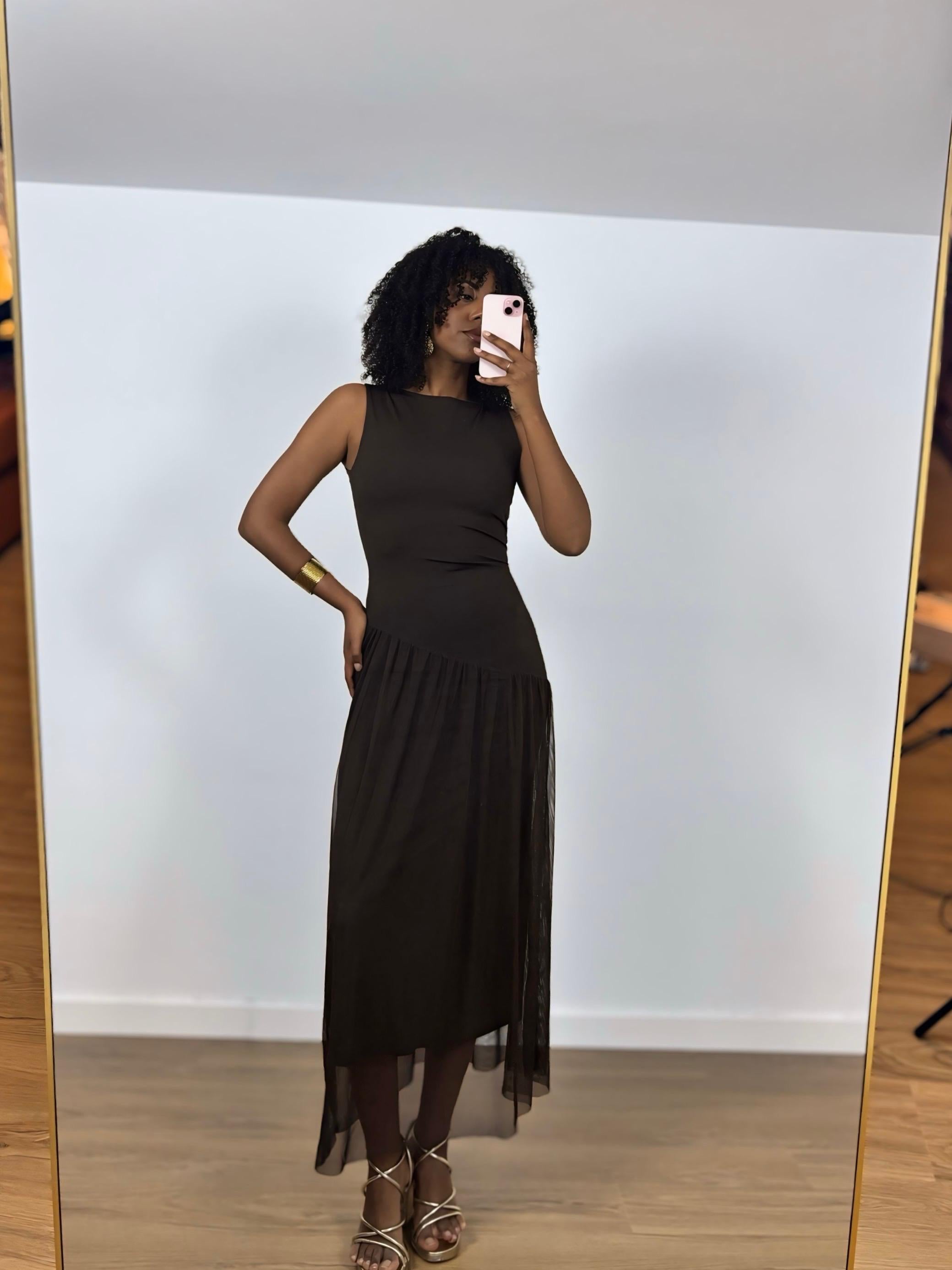 VESTIDO MARRÓN CHOCOLATE TUL